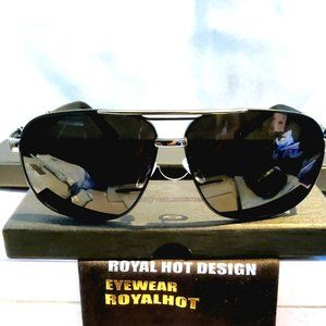 Unisex Polarized Sunglasses Black/Silver 2 Beams Frame 100%UV Protection 61mm